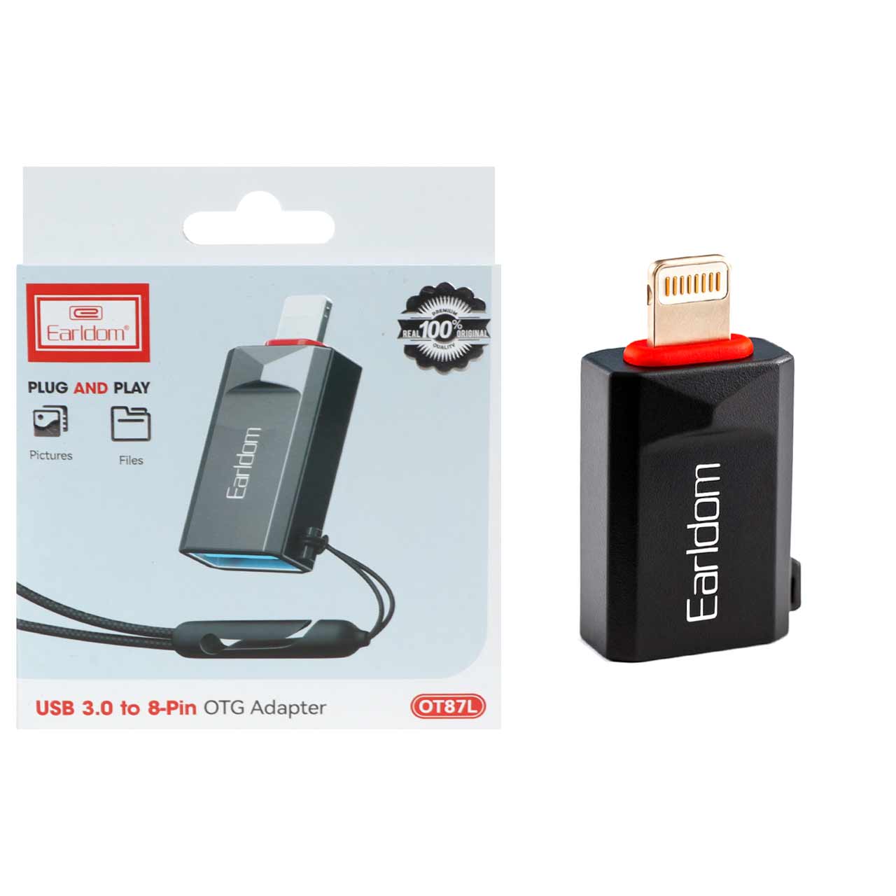 تبدیل Earldom Lightning To USB3.0 مدل OT87L - مشکی